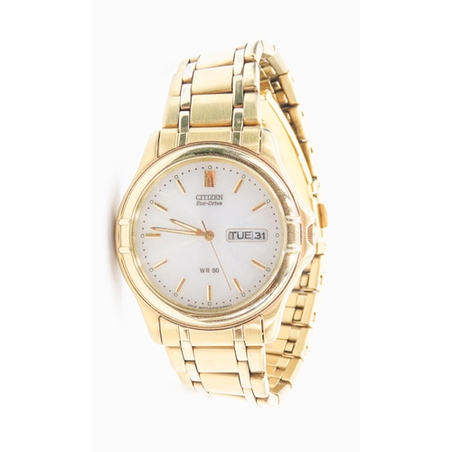 48 - Citizen ECO-DRIVE Gold Tone Watch Model No. 4D0088 Original Presentation Case and Box Present