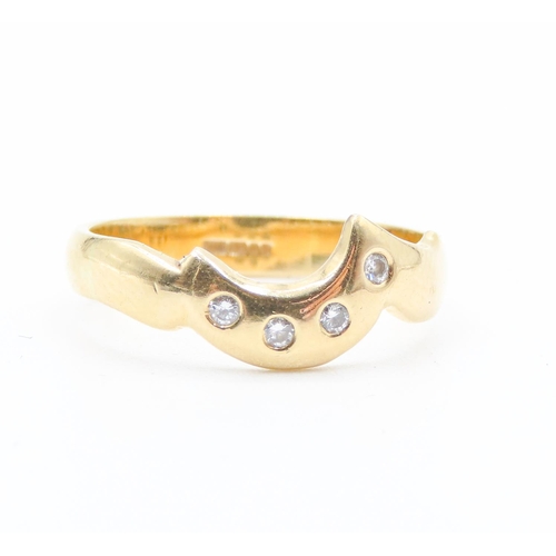 492 - Diamond Set 18 Carat Yellow Gold Crescent Form  Four Stone Diamond Ring Size O