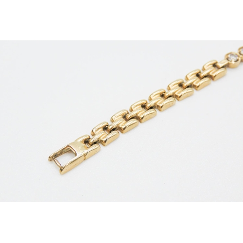 50 - Gemstone Set Ladies 9 Carat Yellow Gold Fancy Link Bracelet 20.5cm Long