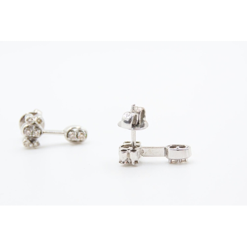 58 - Pair of 18 Carat White Gold Diamond Set Earrings Attractively Detaiked Each Approximately 1.8cm High