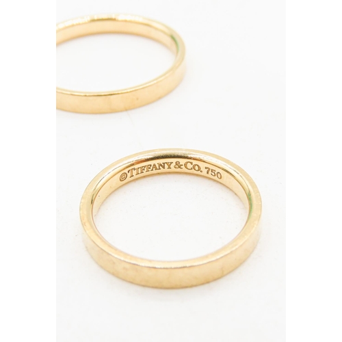 6 - Tiffany & Co 18 Carat Yellow Gold Matching Wedding Band Rings Sizes L and X With Original Presentati... 