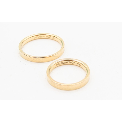 6 - Tiffany & Co 18 Carat Yellow Gold Matching Wedding Band Rings Sizes L and X With Original Presentati... 