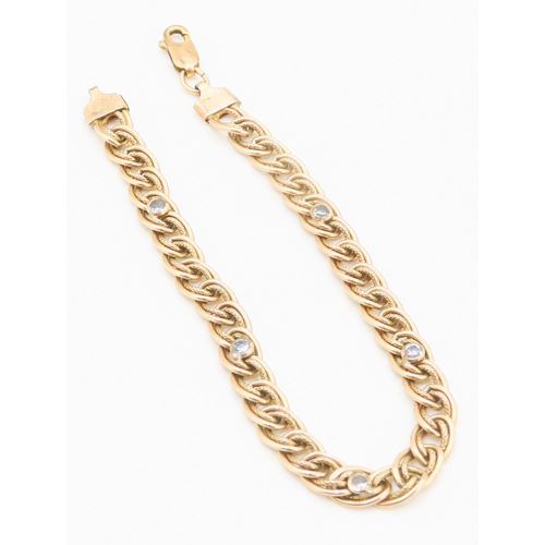 74 - 9 Carat Yellow Gold Double Link Bracelet 20cm Long