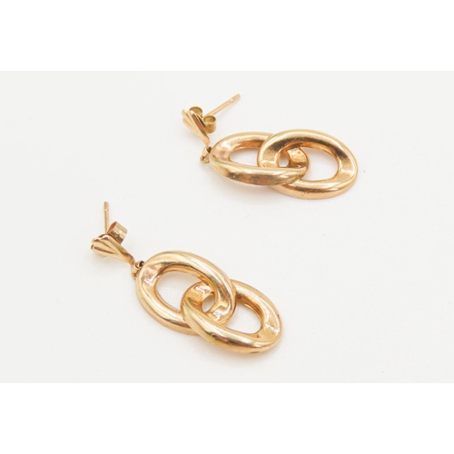 76 - Pair of 9 Carat Yellow Gold Chain Link Form Earrings Each 2.5cm High