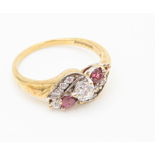 80 - Finely Detailed Ruby and Gemstone Set Ladies Cluster Ring Set in 9 Carat Yellow Gold Ring Size N and... 