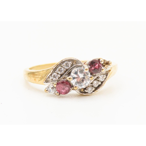 80 - Finely Detailed Ruby and Gemstone Set Ladies Cluster Ring Set in 9 Carat Yellow Gold Ring Size N and... 