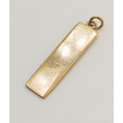 81 - 9 Carat Yellow Gold Ingot Motif Pendant 3cm High