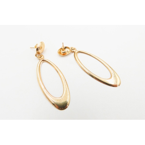 84 - Pair of 9 Carat Yellow Gold Oval Link Drop Earrings 5cm Drop