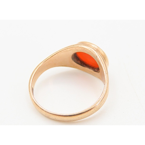 88 - Bezel Set Carnelian Single Stone Ring Mounted in 9 Carat Rose Gold Ring Size P and a Half