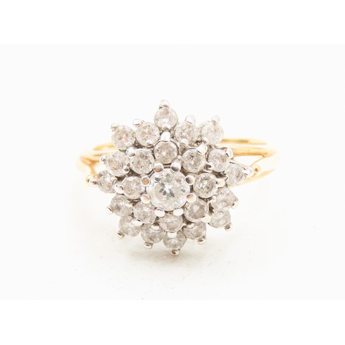 2 - Diamond Set Cluster Ring Mounted in 18 Carat Yellow Gold Ring Size M Approximately 1.2 Carat of Diam... 