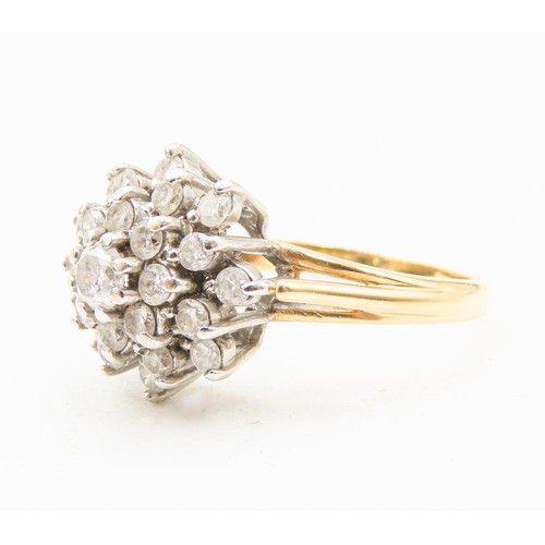 2 - Diamond Set Cluster Ring Mounted in 18 Carat Yellow Gold Ring Size M Approximately 1.2 Carat of Diam... 