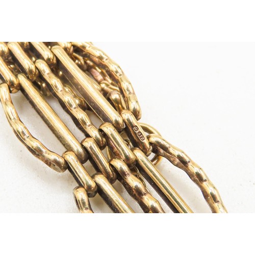 9 - 9 Carat Yellow Gold Gate Link Bracelet Heart Form Clasp 16.5cm Long Safety Chain Present