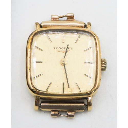 112 - Longine Gold Electroplated Case Champagne Dial Swiss Made Watch with Brown Leather Strap