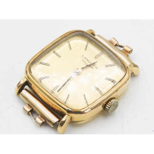 112 - Longine Gold Electroplated Case Champagne Dial Swiss Made Watch with Brown Leather Strap