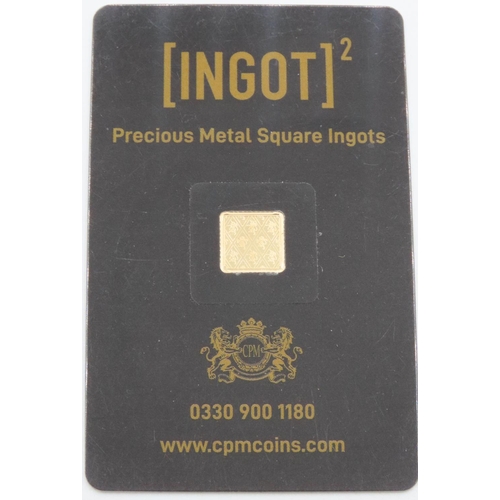 113 - 1 Gram Fine 999.9 Gold Ingot 10.6mm x 10.6mm Encapsulated