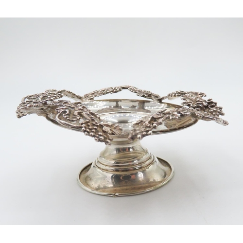 131 - Silver Bon Bon Dish Pedestal Form Attractively Detailed Grape Motifs Pedestal Form 10cm Diameter 4.5... 