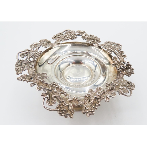 131 - Silver Bon Bon Dish Pedestal Form Attractively Detailed Grape Motifs Pedestal Form 10cm Diameter 4.5... 