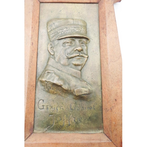 132 - WW1 Generalissimo Joseph Joffre Bronze Plaque by G.Trinque (1844-1930) Contained within Table Easel ... 