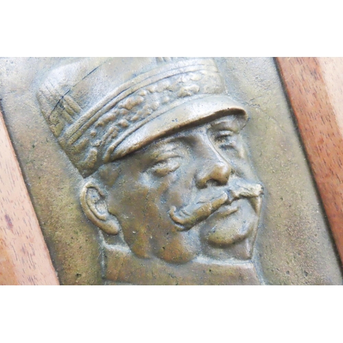 132 - WW1 Generalissimo Joseph Joffre Bronze Plaque by G.Trinque (1844-1930) Contained within Table Easel ... 