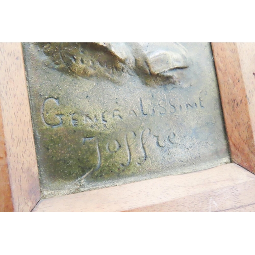 132 - WW1 Generalissimo Joseph Joffre Bronze Plaque by G.Trinque (1844-1930) Contained within Table Easel ... 