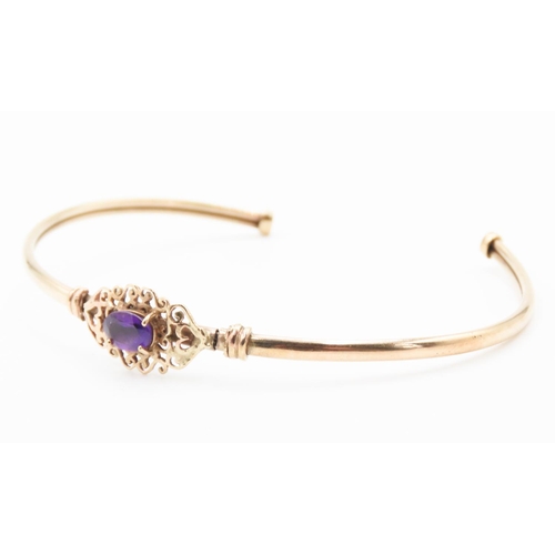 137 - Amethyst Set 9 Carat Yellow Gold Bracelet 7cm Inner Width