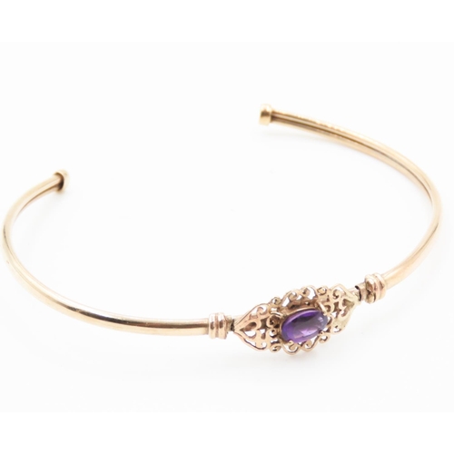 137 - Amethyst Set 9 Carat Yellow Gold Bracelet 7cm Inner Width