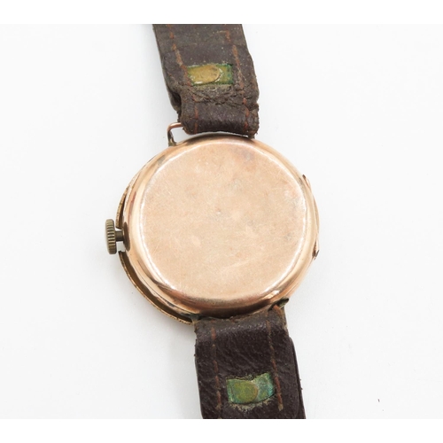 147 - 9 Carat Yellow Gold Cased Watch with Brown Leather Strap