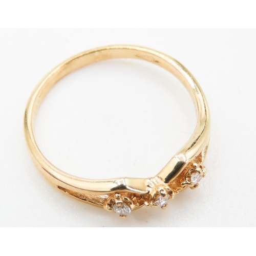 149 - Three Stone Diamond Set Bow Form Ring Mounted in 18 Carat Yellow Gold Ring Size L and a Half