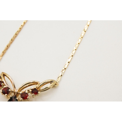 15 - Red Garnet Set Ladies Necklace Finely Detailed Mounted in 9 Carat Yellow Gold 42cm Long