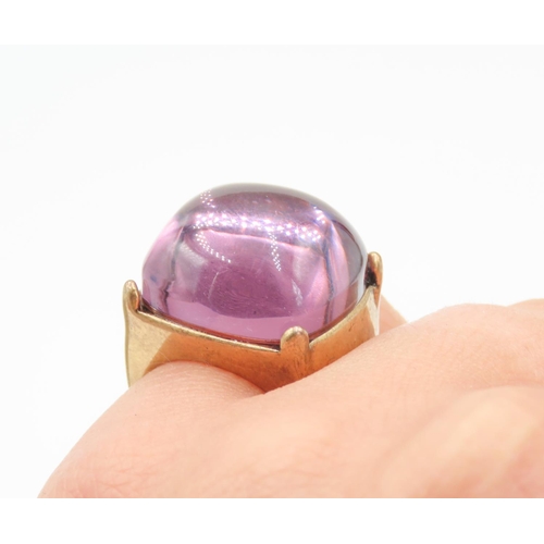 168 - Vintage Cabochon Polished Gemstone Set Gold Filled Ring Circa 1970 Size L and a Half