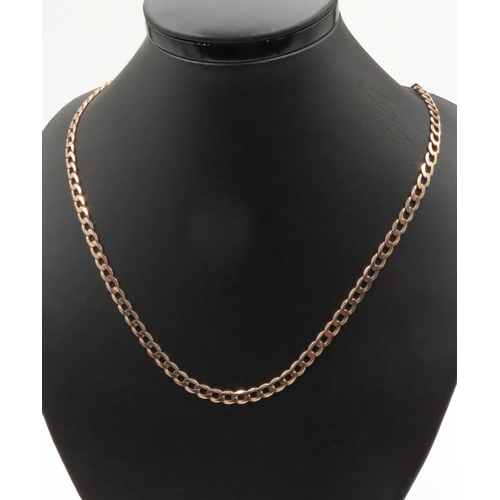 184 - 9 Carat Rose Gold Flat Curb Link Necklace 48cm Long