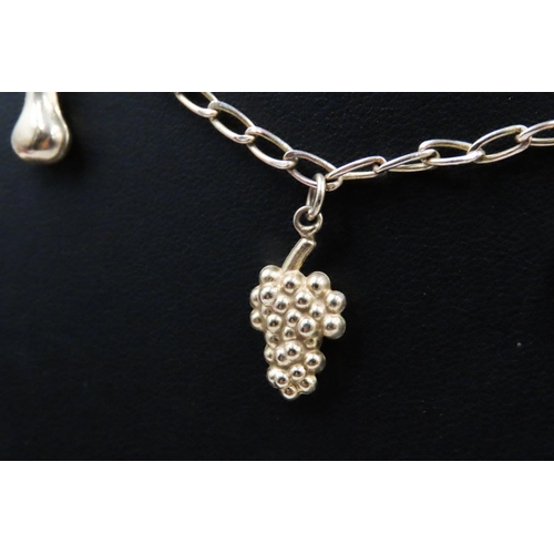 185 - 9 Carat Yellow Gold Charm Necklace with Grape, Coffee Bean and Other Charms 46cm Long