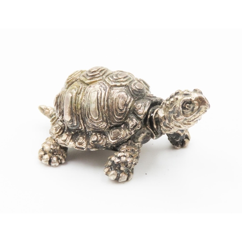 188 - Finely Detailed Silver Miniature Turtle Figure 4.5cm Long 2.5cm High