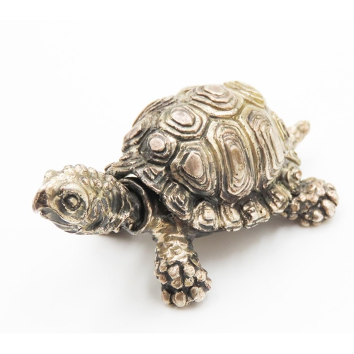 188 - Finely Detailed Silver Miniature Turtle Figure 4.5cm Long 2.5cm High