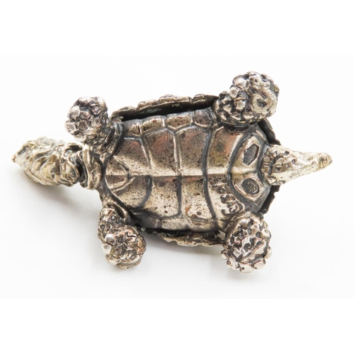 188 - Finely Detailed Silver Miniature Turtle Figure 4.5cm Long 2.5cm High