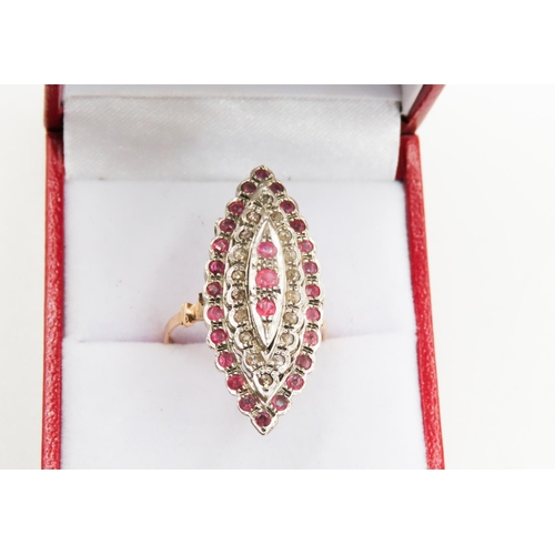 192 - Ruby and Diamond Set Ring Mounted in 9 Carat Yellow Gold with Silver Setting to Sones Size Q and a H... 