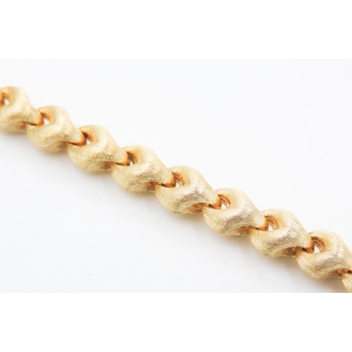 2 - 18 Carat Yellow Gold Wheat Chain Link Bracelet Lobster Clasp 21cm Long