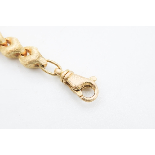 2 - 18 Carat Yellow Gold Wheat Chain Link Bracelet Lobster Clasp 21cm Long