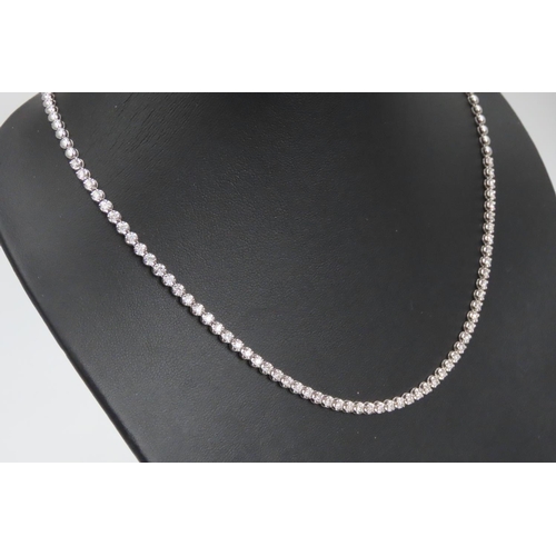 203 - Sixty Two Diamond Set Ladies NEcklace Mounted in 18 Carat White Gold 42cm Long Total Diamond Carat W... 