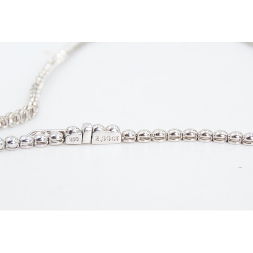 203 - Sixty Two Diamond Set Ladies NEcklace Mounted in 18 Carat White Gold 42cm Long Total Diamond Carat W... 