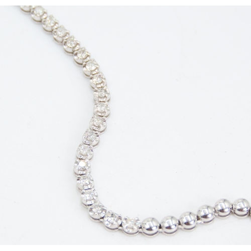 203 - Sixty Two Diamond Set Ladies NEcklace Mounted in 18 Carat White Gold 42cm Long Total Diamond Carat W... 