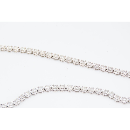 203 - Sixty Two Diamond Set Ladies NEcklace Mounted in 18 Carat White Gold 42cm Long Total Diamond Carat W... 