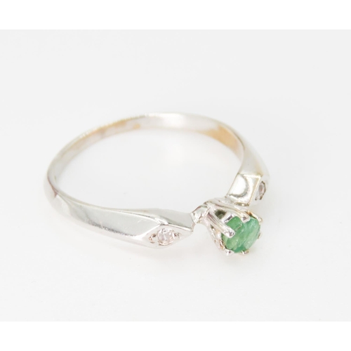 210 - Emerald Solitaire Ring Gemstone Set to Shoulders Mounted in 14 Carat White Gold Ring Size K and a Ha... 