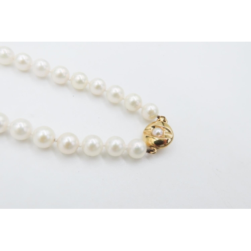 219 - Ladies Pearl Necklace 46cm Long 9 Carat Yellow Gold Pearl Set Clasp