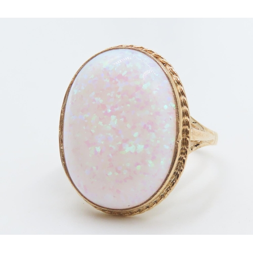 222 - Opal Set Single Stone Ring Mounted in 9 Carat Yellow Gold Ring Size N and a Half