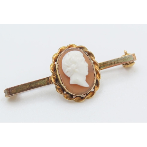 235 - 9 Carat Yellow Gold Cameo Set Brooch 4cm Wide