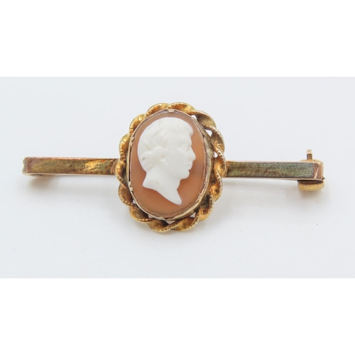 235 - 9 Carat Yellow Gold Cameo Set Brooch 4cm Wide