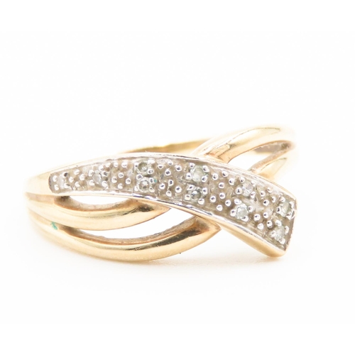 241 - Diamond Set Crossover Form Ring Set in 9 Carat Yellow Gold Ring Size O