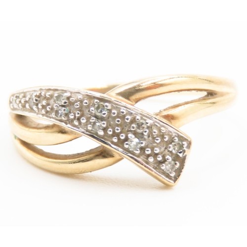 241 - Diamond Set Crossover Form Ring Set in 9 Carat Yellow Gold Ring Size O