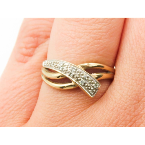 241 - Diamond Set Crossover Form Ring Set in 9 Carat Yellow Gold Ring Size O